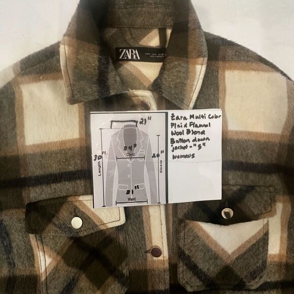 ZARA Wool Blend Plaid Tartan
Overshirt Jacket Shirt button up size S - Picture 13 of 13